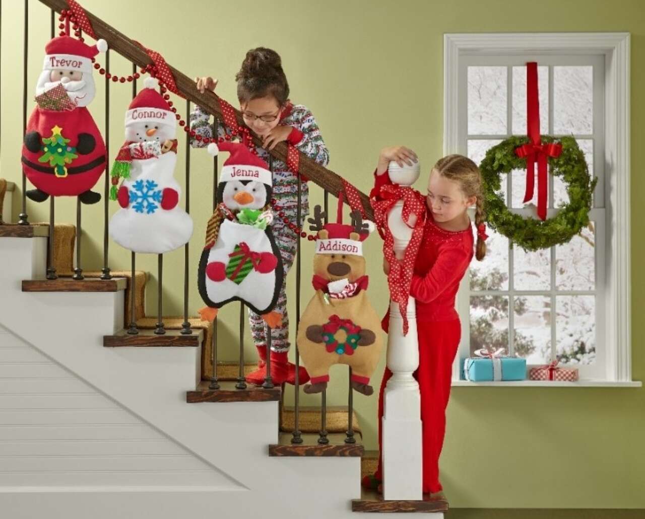children hanging stockings