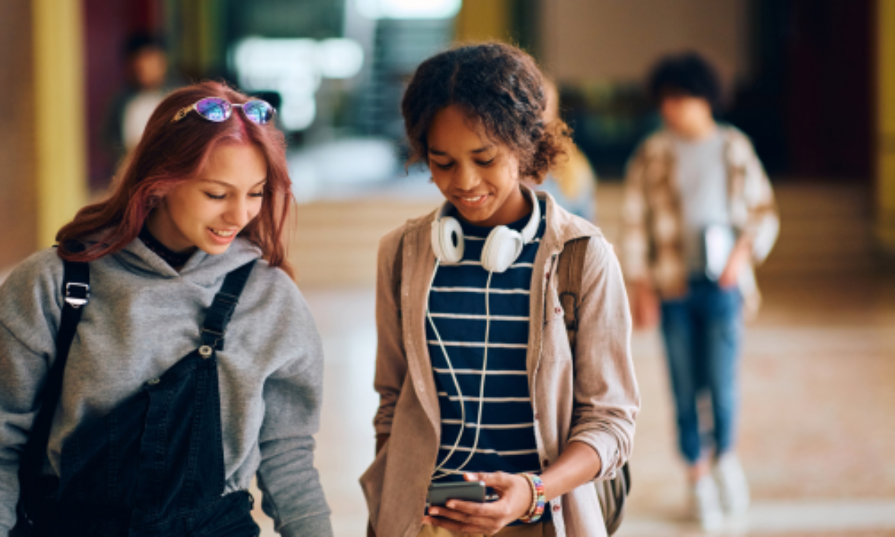 Teens listening to music together 2